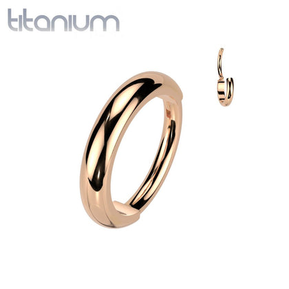 Implant Grade Titanium Rose Gold PVD Thick Hinged Helix Cartilage Clicker Hoop