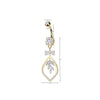 316L Surgical Steel White CZ Bow & Vine Dangle Belly Ring
