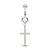 316L Surgical Steel White CZ Thin Cross Dangly Belly Ring