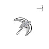 Titanium Threadless White CZ Marquise Crescent Moon Top