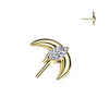 Titanium Threadless White CZ Marquise Crescent Moon Top