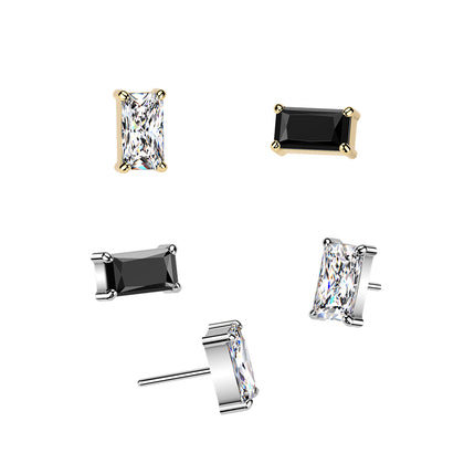 Titanium CZ Baguette Clawed Gem Threadless Top