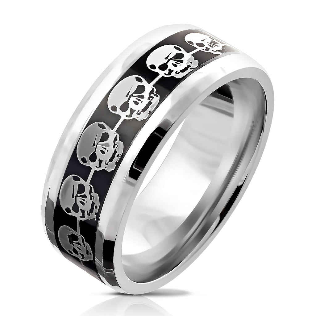 silver skull stainless steel ring