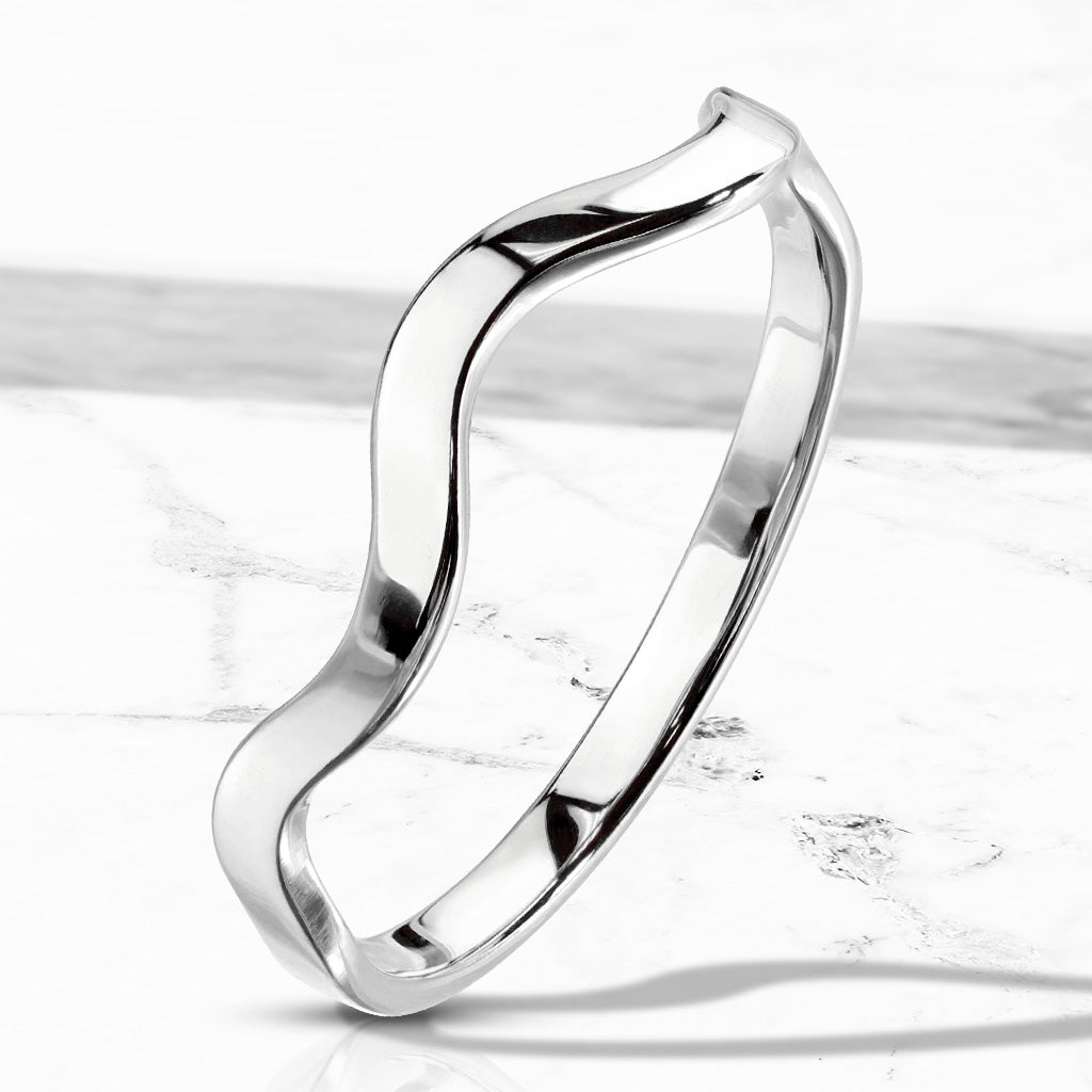 Stainless Steel Wavy Line Stackable Ring