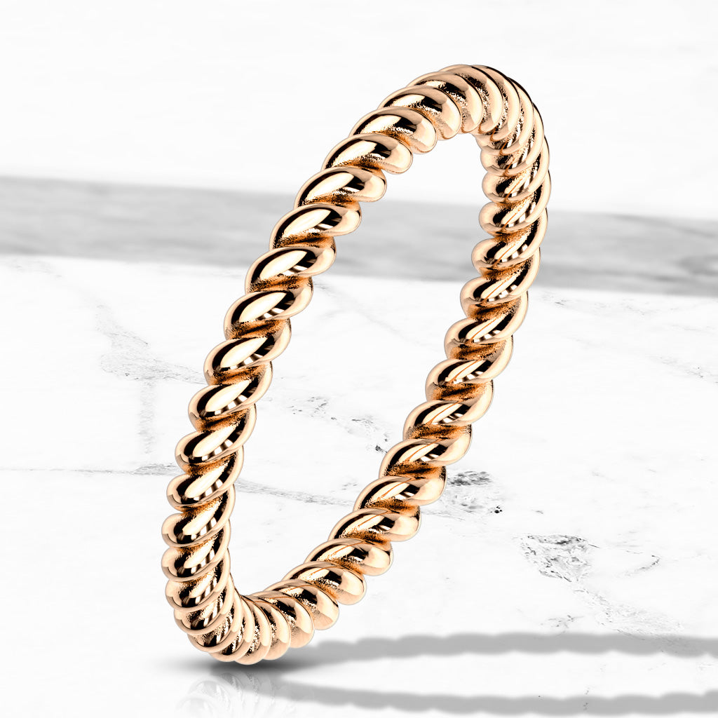 Stainless Steel Braided Rose Gold Stackable Ring