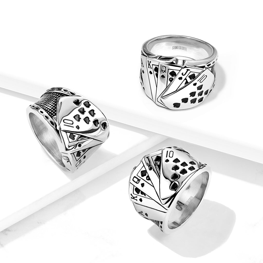 Stainless Steel Royal Straight Flush Ring