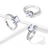 Stainless Steel Round Prong Set CZ with 10 CZ Paved Sides Ring