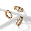 Stainless Steel Rose Gold Triple Line Middle Pave CZ Slant Ring