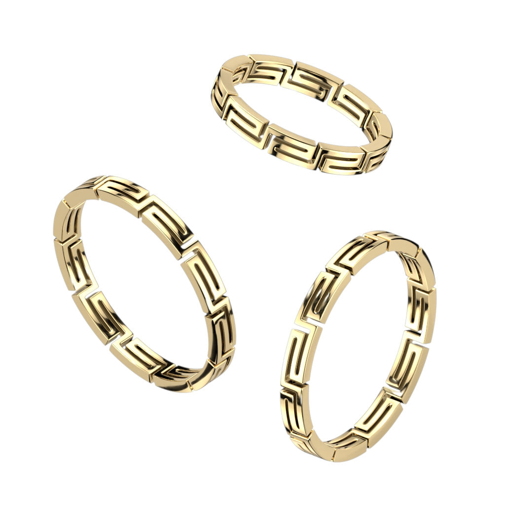 Stainless Steel Gold Maze Cut Out Ring
