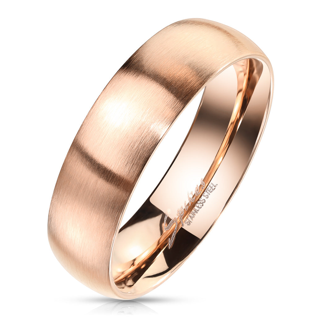 rose gold stainless steel ring matte