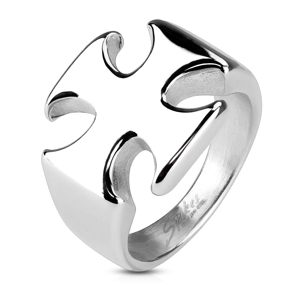 Stainless Steel Iron Cross Ring