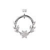 316L Surgical Steel White CZ Dainty Vine Flower Hinged Clicker Hoop