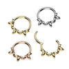 316L Surgical Steel Rose Gold PVD Dainty Floral Petal Design Hinged Clicker Hoop