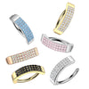 316L Surgical Steel White CZ Wide Triple Line Pave Hinged Clicker Belly Ring