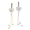316L Surgical Steel White CZ Square Gem Heart Dangle Hinged Clicker Belly Ring