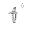 316L Surgical Steel White CZ Cross Hinged Clicker Belly Ring
