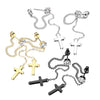 Pair of 316L Surgical Steel White CZ Cross Chain Dangle Earring Studs