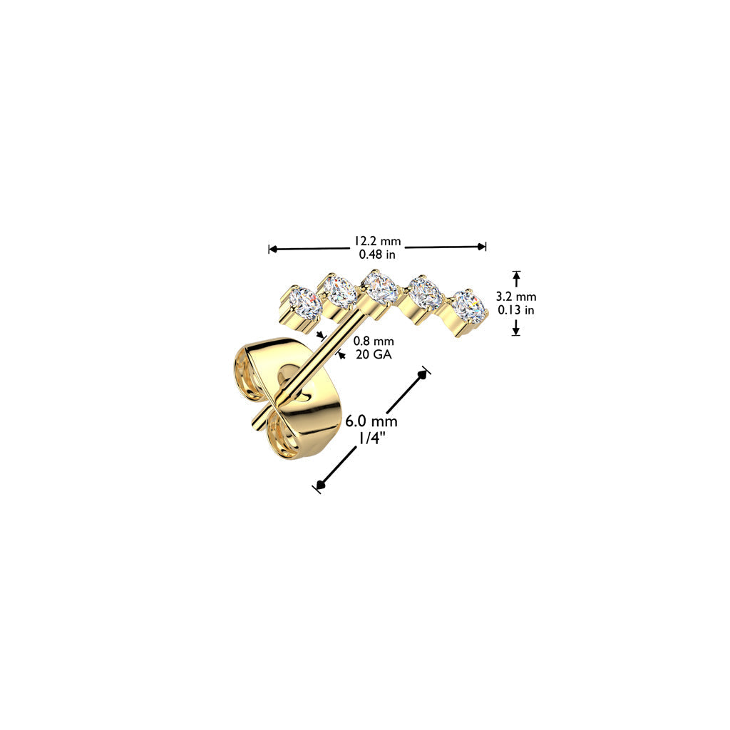 Pair of 316L Surgical Steel Curved White CZ Stud Earrings