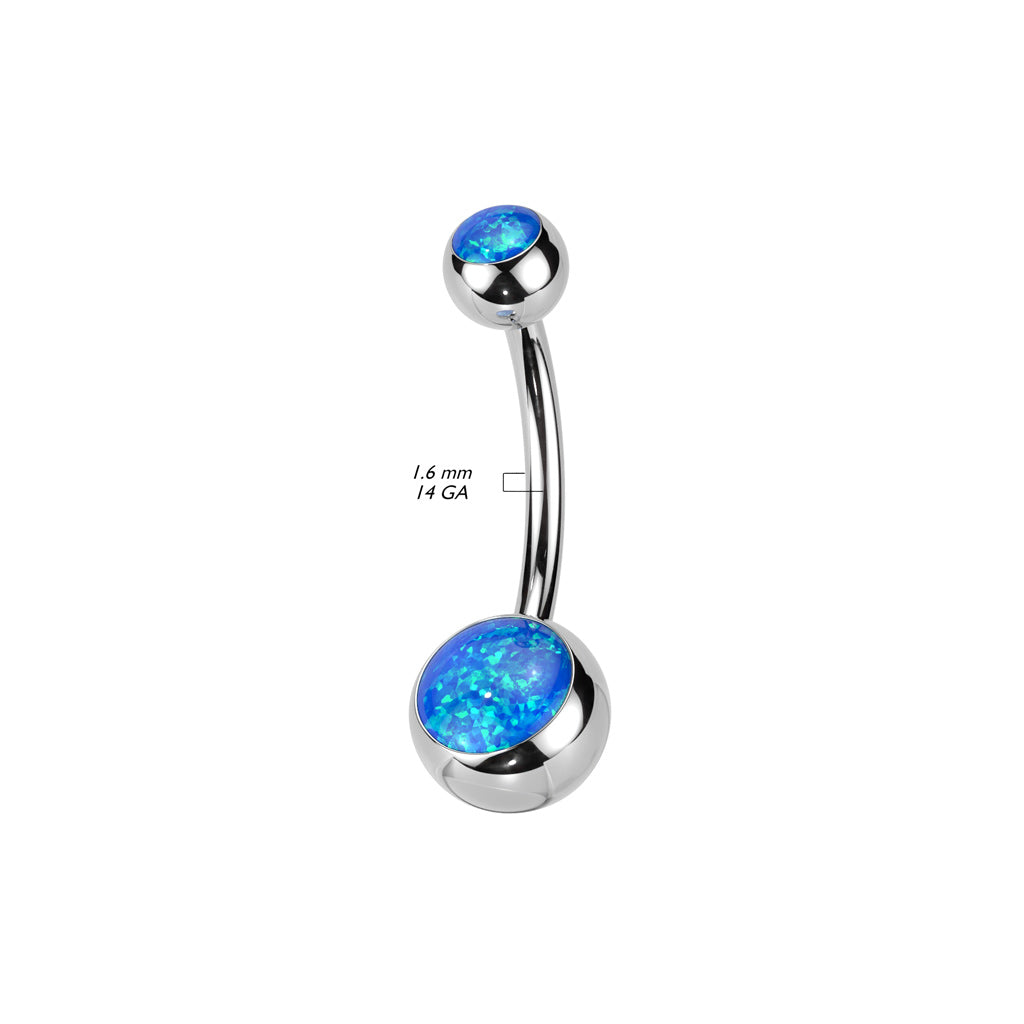 Implant Grade Titanium Pink Opal Internally Threaded Belly Ring