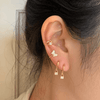 Pair of 925 Sterling Silver Gold PVD CZ Gem Lock Dangle Minimal Earrings - Pierced Universe