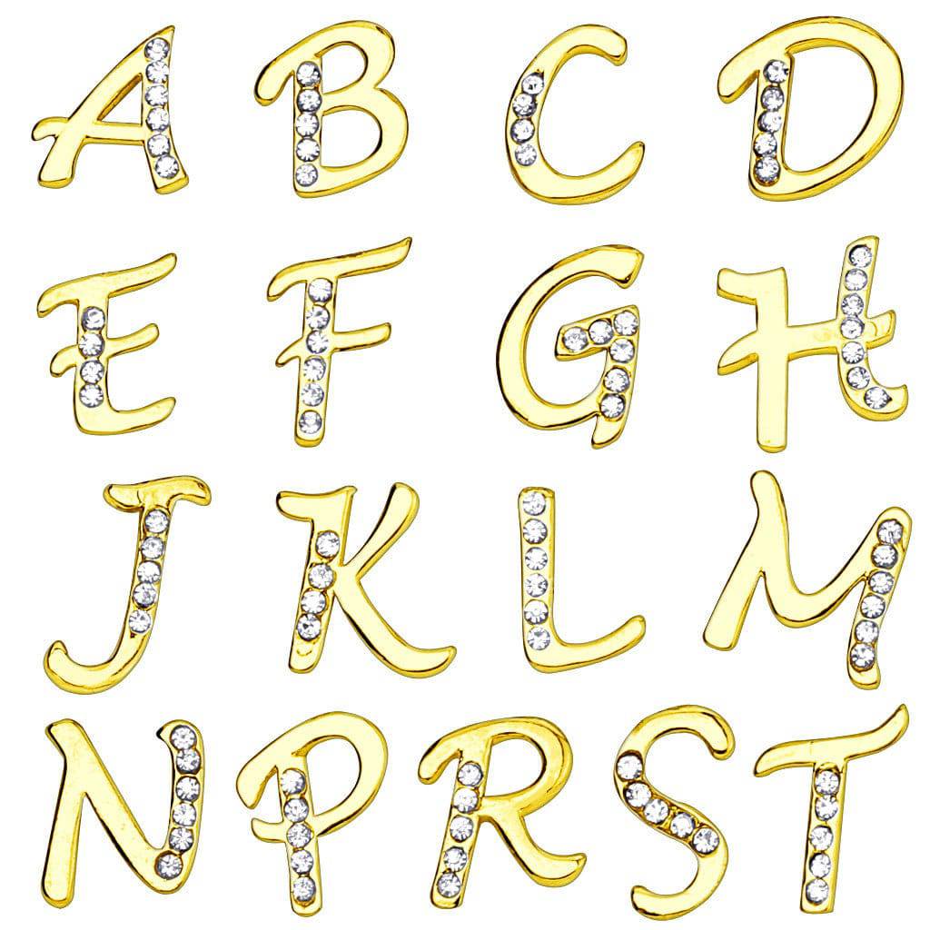 316L Gold Plated Surgical Steel Dangling White CZ Gem Initials - Pierced Universe