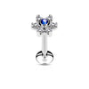 316L Surgical Steel 6 Gem Internally Threaded CZ Flower Flat Back Labret - Pierced Universe