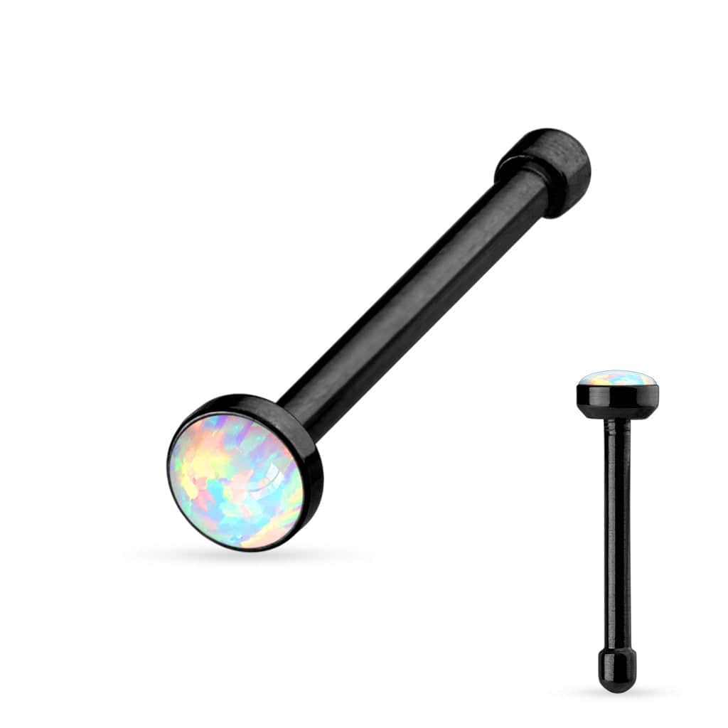 316L Surgical Steel Ball End Opal Gem Nose Bone Ring Stud - Pierced Universe