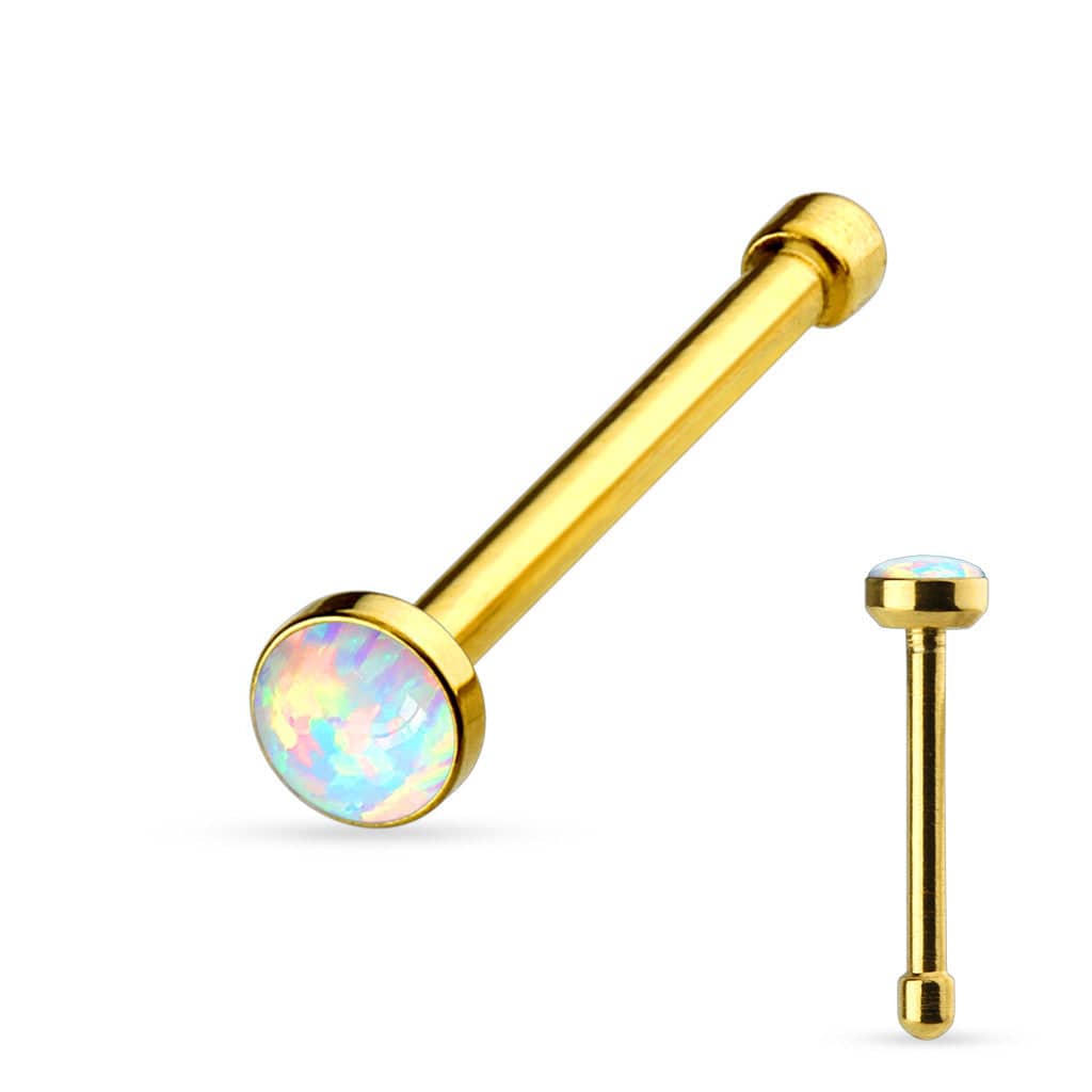316L Surgical Steel Ball End Opal Gem Nose Bone Ring Stud - Pierced Universe