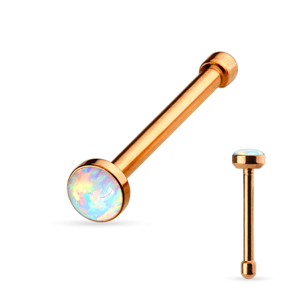 316L Surgical Steel Ball End Opal Gem Nose Bone Ring Stud - Pierced Universe