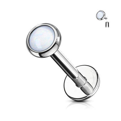 316L Surgical Steel Internally Threaded White Stone Flat Back Labret - Pierced Universe