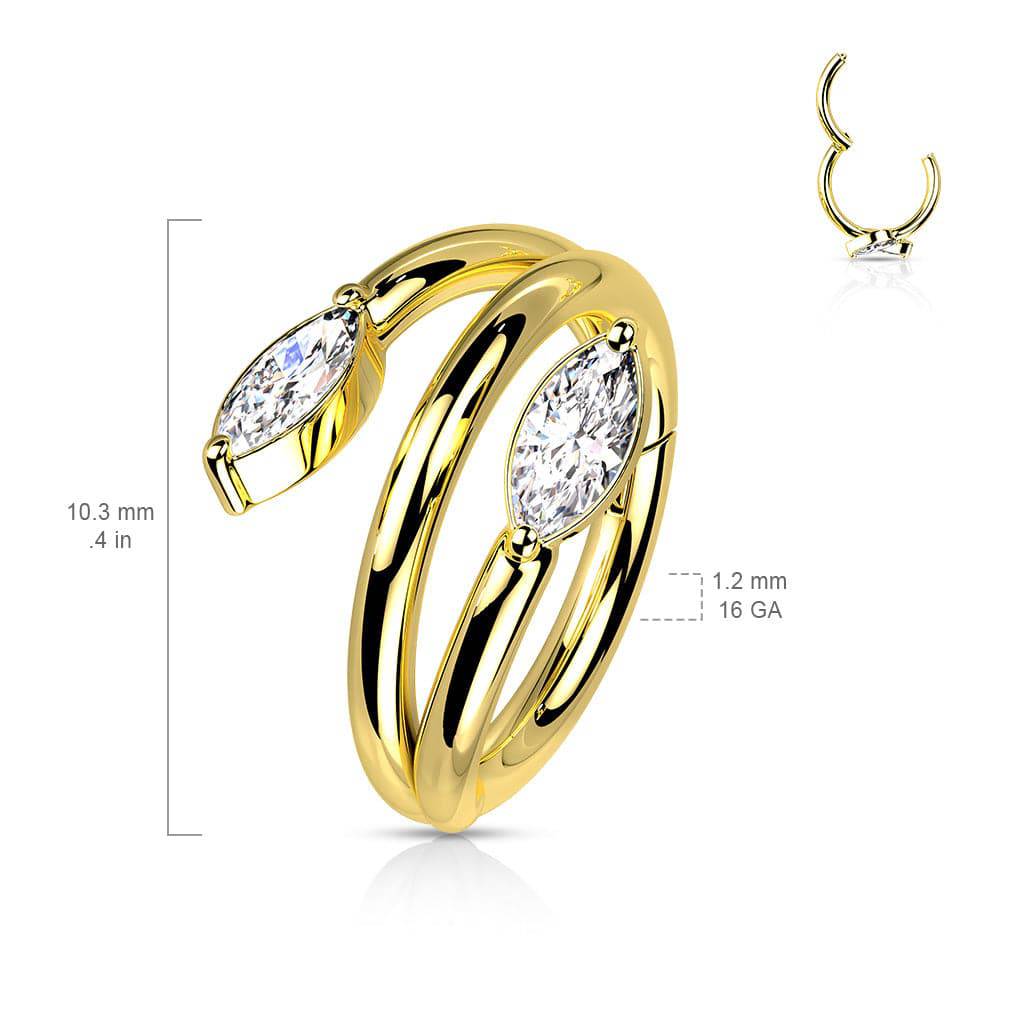 316L Surgical Steel Rose Gold PVD Spiral Vine Hinged Hoop Clicker - Pierced Universe