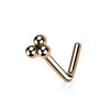 316L Surgical Steel Rose Gold PVD Trillium Ball Top L-Shape Nose Ring Stud - Pierced Universe