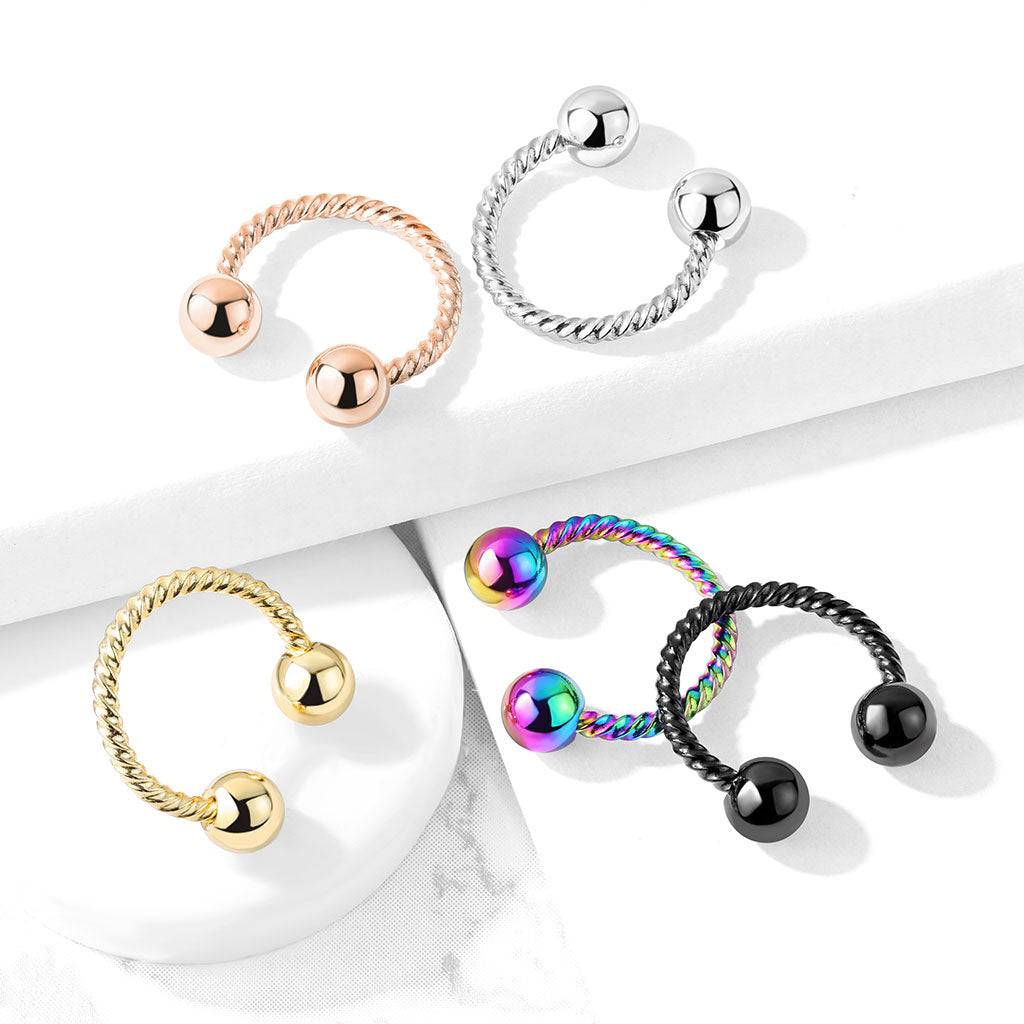 316L Surgical Steel Twisted Rope Horseshoe - Pierced Universe