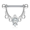 316L Surgical Steel with White Pear CZ Dangle Nipple Ring Barbell - Pierced Universe