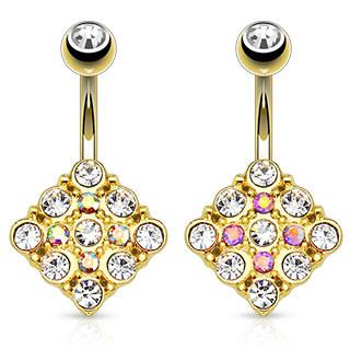 Surgical Steel Gold Plate Diamond Shape Design Belly Ring - Pierced Universe ?id=5163241093
