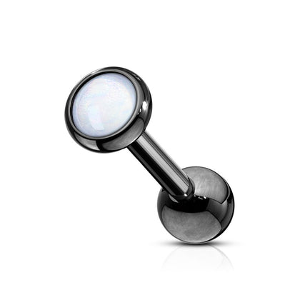 Black Plated Surgical Steel White Stone Ball Back Cartilage Ring Barbell - Pierced Universe ?id=4304395730967