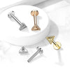 316L Surgical Steel Beaded Design Triangle Flat Back Labret