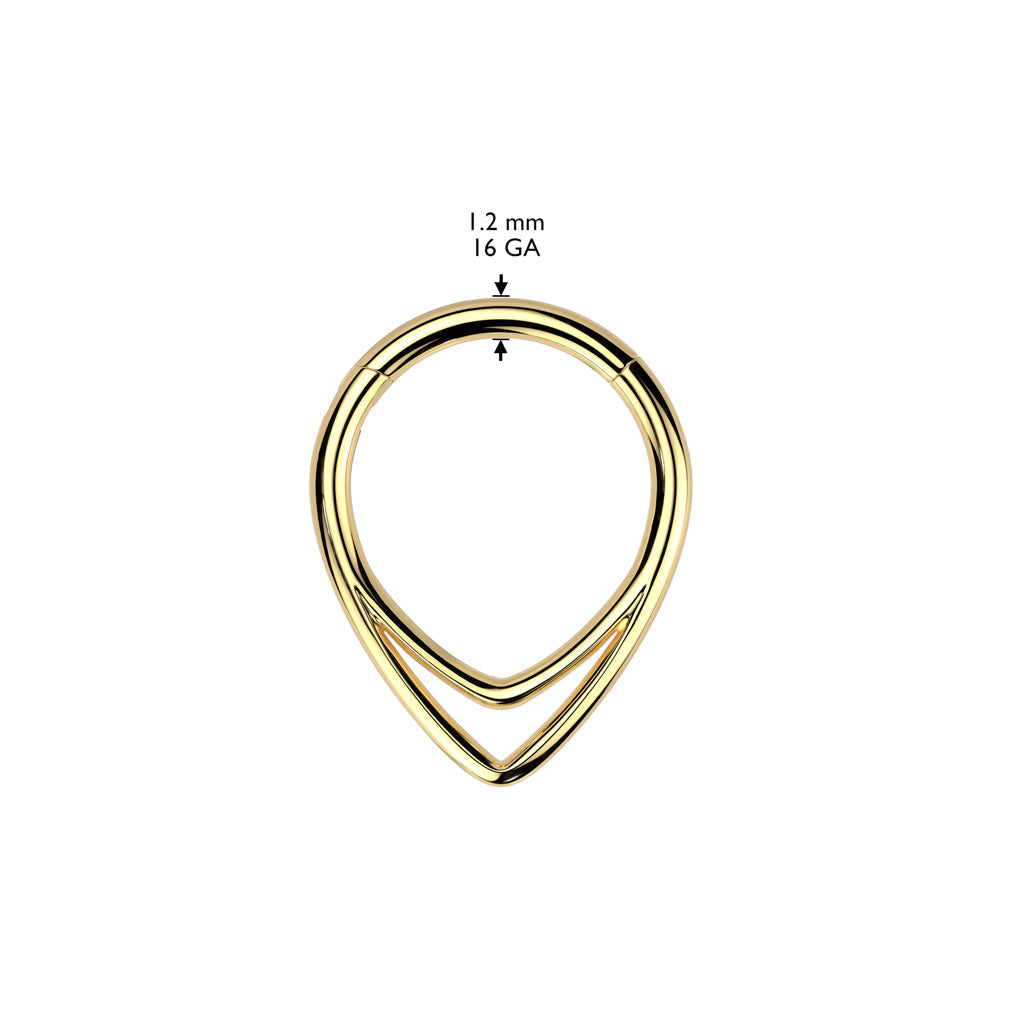 Implant Grade Titanium Gold PVD Double V Shaped Septum Ring Clicker Hoop