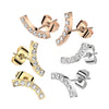Pair of 316L Surgical Steel Curved White CZ Gem Earring Studs - Pierced Universe