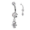 Implant Grade Titanium White CZ Bezel Dainty Circle Cluster Dangle Belly Ring