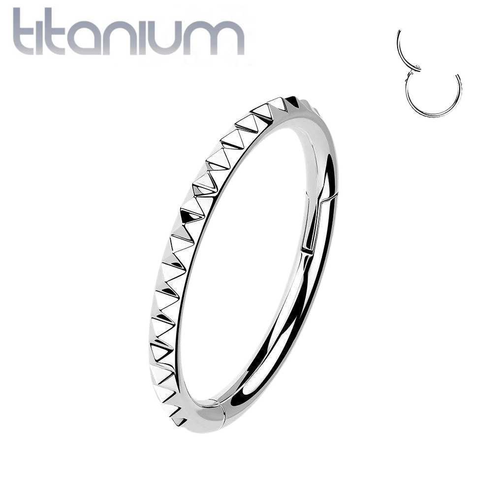 Implant Grade Titanium Ridged Hinged Hoop Clicker Ring - Pierced Universe
