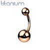 Implant Grade Titanium Rose Gold PVD Ball Stud Belly Ring - Pierced Universe