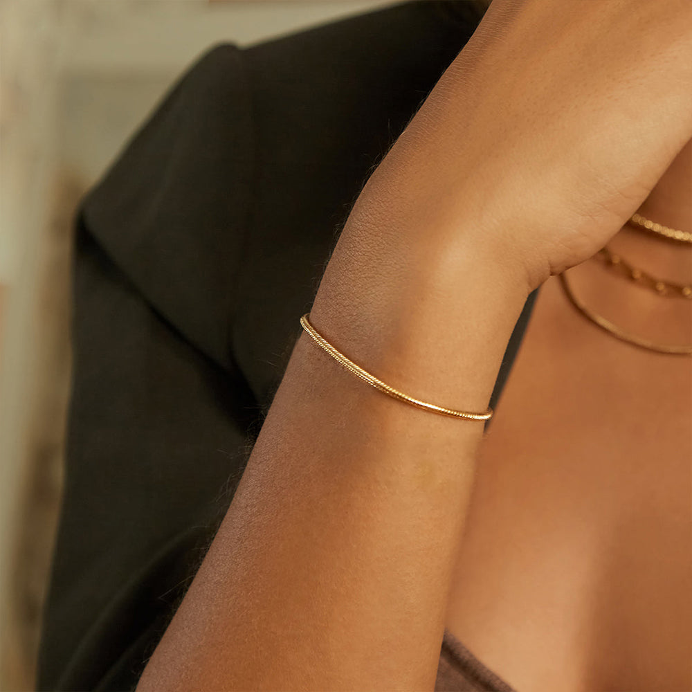 Stainless Steel Gold PVD Rounded Snake Chain Bracelet - Pierced Universe