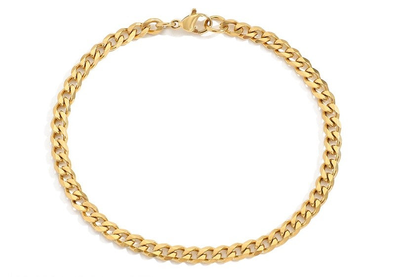 Stainless Steel Gold PVD Cuban Link Chain Bracelet - Pierced Universe