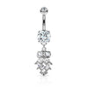 Cute Small CZ Dangle Owl Surgical Steel Belly Ring