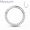 Implant Grade Titanium Paved White CZ Hinged Septum Hoop Clicker - Pierced Universe