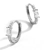 Pair of 925 Sterling Silver Diamond Baguette CZ Minimal Hoop Earrings - Pierced Universe
