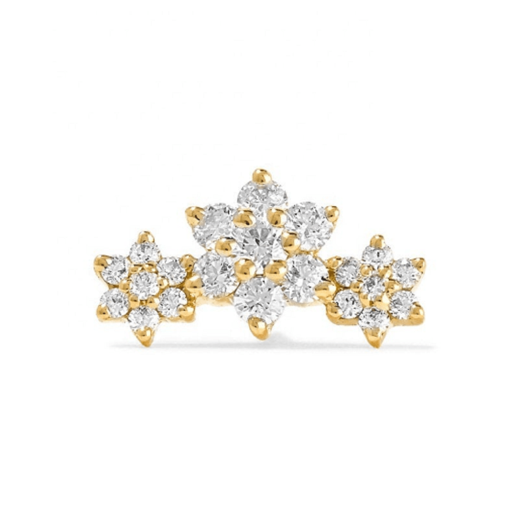 Pair of 925 Sterling Silver Gold PVD 3 Flower Ear Climber Minimal Earrings - Pierced Universe