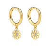 Pair of 925 Sterling Silver Gold PVD Daisy Flower Dangle Minimal Hoop Earrings - Pierced Universe