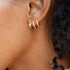 Pair of 925 Sterling Silver Gold PVD Diamond Baguette CZ Minimal Hoop Earrings